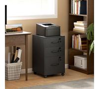Homcom 3 Drawer File Cabinet Rolling Filing Cabinet For A4 And Letter Black