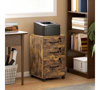 Homcom 3 Drawer File Cabinet Rolling Filing Cabinet For A4 And Letter Brown, Brown