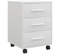 HOMCOM 3-Drawer Filing Cabinet, Mobile File Cabinet for Home Office, Small Rolling Filing Cabinet, Printer Stand, Under Desk File Cabinet for A4, Letter-Size Files, White Wood Grain White