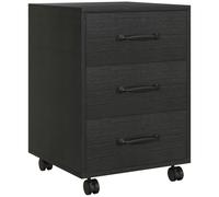 HOMCOM 3-Drawer Filing Cabinet, Mobile File Cabinet for Home Office, Small Rolling Filing Cabinet, Printer Stand, Under Desk File Cabinet for A4, Letter-Size Files, Black Wood Grain Black