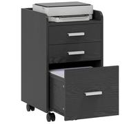 HOMCOM 3 Drawer Filing Cabinet, Rolling Under Desk Drawers with Edged Top for Letter, A4 Size, Hanging File Folders for Home Office, Black