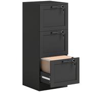 HOMCOM 3-Drawer Filing Cabinet with Lock - Black