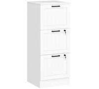 HOMCOM 3 Drawer Filing Cabinet with Lock, Office Storage Cabinet with Adjustable Hanging Bars for A4 Letter Size Files, White