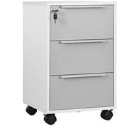 HOMCOM 3-Drawer Locking File Cabinet Mobile Chest of Drawers Side Table in Grey HOMCOM Grey
