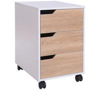 HOMCOM 3 Drawer Mobile File Cabinet, Vertical Filing Cabinet with Wheels for Hom
