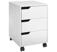 HOMCOM 3 Drawer Mobile File Cabinet, Vertical Filing Cabinet with Wheels for Home Office, White