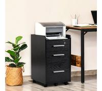 Homcom 3 Drawer Mobile Filing Cabinet Lockable Filing Cabinet, Black Black One Size