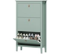 HOMCOM 3 Flip Down Drawer Green Shoe Cabinet