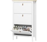 HOMCOM 3 Drawer Shoe Cabinet with Flip Doors for Hallway - Entryway - White | TJ Hughes