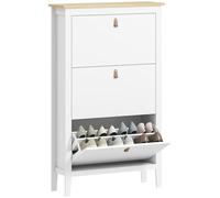 HOMCOM 3 Drawer Shoe Cabinet with Flip Doors for Hallway, Entryway, White, White