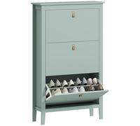 Pisa 3 Drawer Shoe Cabinet with Flip Doors for Hallway, Entryway, Green, none