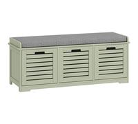 HOMCOM 3-Drawer Shoe Storage Bench - Green