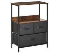 HOMCOM 3 Drawer Storage Chest Unit Home w/ Shelves Home Living Bedroom Black