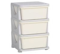 Homcom 3 Drawers Plastic Storage Units, 3 Tier Kids Children Toy Chest For Nursery, Playroom, Bedroom, Cream