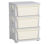 HOMCOM Kids Storage Units with 3 Drawers 3 Tier Chest Vertical Dresser Tower Toy Organizer for Nursery Playroom Kindergarten Cream