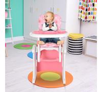 HOMCOM 3 in 1 Convertible Baby High Chair Booster Seat Table & Chair Set Adjustable in Pink HOMCOM Pink