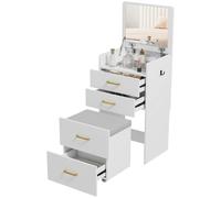 HOMCOM 3 in 1 Dressing Table Vanity Desk with Mirror and Cushioned Stool | TJ Hughes
