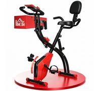 HOMCOM 3-in-1 Folding Exercise Bike 8-Level Magnetic Resistance Red