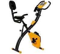 HOMCOM 3-in-1 Folding Exercise Bike, Foldable Stationary Bike with 8-Level Adjustable Magnetic Resistance, Arm Resistance Band, Pulse Sensor and LCD Monitor, Yellow