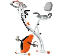 HOMCOM 3-in-1 Folding Exercise Bike, Foldable Stationary Bike with 8-Level Adjustable Magnetic Resistance, Arm Resistance Band, Pulse Sensor and LCD Monitor, Orange