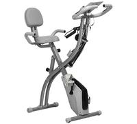 HOMCOM 3-in-1 Folding Exercise Bike, Foldable Stationary Bike with 8-Level Adjustable Magnetic Resistance, Arm Resistance Band, Pulse Sensor and LCD Monitor, Grey