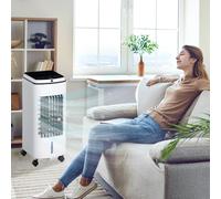 HOMCOM 3-in-1 Portable Air Cooler with 4L Water Tank, Evaporative Air Cooling Fan with Automatic Oscillation, 3 Speeds, 7.5H Timer, Remote, Wheels for Home Office, White White