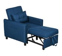 HOMCOM Pull Out Chair Bed, Sleeper Chair with Pillow, Side Pockets, Blue
