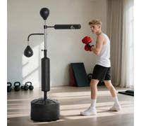 HOMCOM 4-in-1 Boxing Punching Bag Free Standing with 2 Speed Balls, 360° Relax Bar, PU-Wrapped Boxing Bag and Fillable Base, 160-230cm Adjustable Height, Black