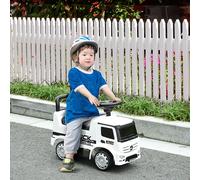 HOMCOM 3-in-1 Ride On Car Kids Mercedes Truck Storage Handle for 12 - 36 Months in White HOMCOM White