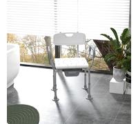 HOMCOM 3-in-1 Shower Chair Adjustable Bedside Commode Raised Toilet Seat White