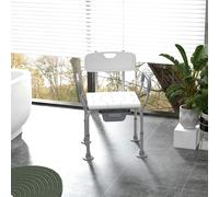 HOMCOM 3 in 1 Shower Chair with Back & Arms Height Adjustable Bedside in White HOMCOM White