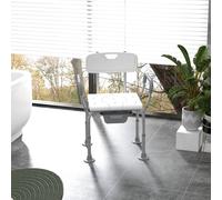 Homcom 3 In 1 Shower Chair With Back And Arms Height Adjustable Bedside In White White