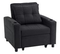 HOMCOM 3-in-1 Single Sofa Bed, Convertible Sleeper Chair Bed - Black