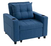 HOMCOM 3-in-1 Single Sofa Bed, Convertible Sleeper Chair Bed - Dark Blue