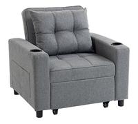 HOMCOM 3-in-1 Single Sofa Bed, Convertible Sleeper Chair Bed - Dark Grey