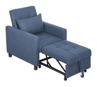 HOMCOM 3 in 1 Sofa Bed, Convertible Foldable Sleeper Chair Bed, Tufted Pull Out Sleeper Couch with Adjustable Backrest for Living Room and Bedroom Blue