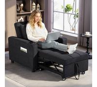 Homcom 3-In-1 Sofa Bed, Convertible Sleeper Chair With Adjustable Backrest