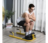 HOMCOM 3 IN 1 Squat Machine Sit Up Push Up Manual Personal Gym Work Out Leg Exercise in Yellow HOMCOM Yellow