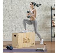 HOMCOM 3-in-1 Wooden Plyo Box for Home Gym, Workout Training, Natural HOMCOM Natural