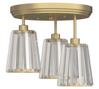 HOMCOM 3-Light Crystal Glass Ceiling Light, Triple Head with Dual Mounting, Modern Ceiling Lamp for Living Room, Gold Tone