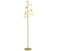 HOMCOM 3-Light Floor Lamp, 170cm Industrial Dimmable Standing Lamp with Steel Wire Cage Lampshades for Living Room, Bedroom, Dining Room, Study, Bulb