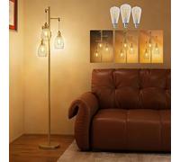 HOMCOM 3-Light Floor Lamp Dimmable 170cm 2700K/Bulb Not Included Gold