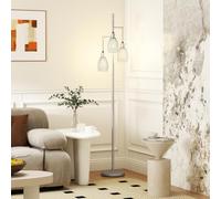 HOMCOM 3-Light Floor Lamp Dimmable 170cm 2700K/Bulb Not Included Silver