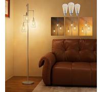 HOMCOM 3-Light Floor Lamp Dimmable 170cm 2700K/Bulb Not Included Silver