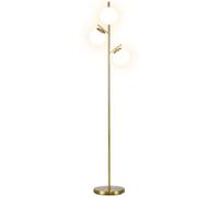 HOMCOM 3-Light Tree Floor Lamps for Living Room, Modern Standing Lamp for Bedroom with Globe Lampshade, 3000K/4000K/6000K Colour Temperatures, Steel Base, Gold Tone