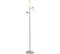 HOMCOM 3-Light Tree Floor Lamps for Living Room, Modern Standing Lamp for Bedroom with Globe Lampshade, 3000K/4000K/6000K Colour Temperatures, Steel Base, Silver Tone