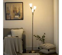 HOMCOM Modern Upright Floor Lamp with 3 Light - Steel Base for Living Room | TJ Hughes