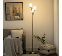 HOMCOM Modern Upright Floor Lamp with 3 Light - Steel Base for Living Room | TJ Hughes