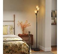 HOMCOM 3-Light Upright Floor Lamps Standing Lamp Steel Base Black | for Living Room, Modern, for Bedroom, Bulb not Included