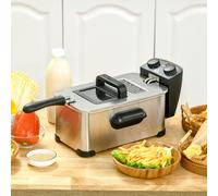 HOMCOM 3 Litre Stainless Steel Deep Fat Fryer With Adjustable Temperature Timer 2000W, Black